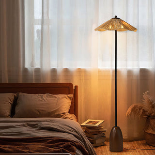 Kaelen Bohemian Rattan Wood Floor Lamp