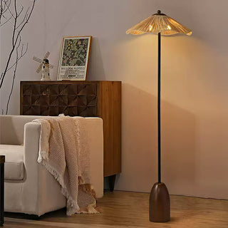 Kaelen Bohemian Rattan Wood Floor Lamp