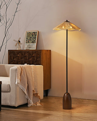 Kaelen Bohemian Rattan Wood Floor Lamp
