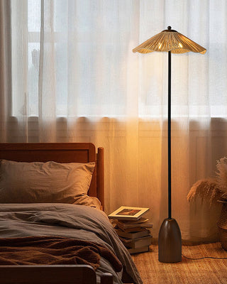 Kaelen Bohemian Rattan Wood Floor Lamp