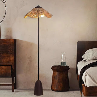 Kaelen Bohemian Rattan Wood Floor Lamp