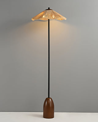 Kaelen Bohemian Rattan Wood Floor Lamp