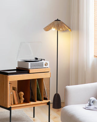 Kaelen Bohemian Rattan Wood Floor Lamp
