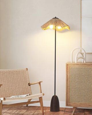 Kaelen Bohemian Rattan Wood Floor Lamp