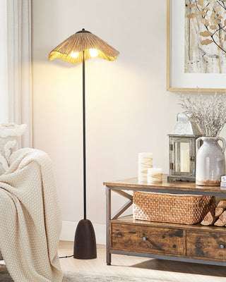 Kaelen Bohemian Rattan Wood Floor Lamp