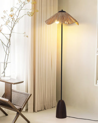 Kaelen Bohemian Rattan Wood Floor Lamp