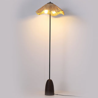 Kaelen Bohemian Rattan Wood Floor Lamp