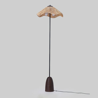 Kaelen Bohemian Rattan Wood Floor Lamp