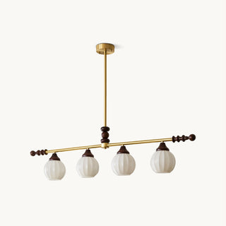 Reya Brass Dark Wood Linear Chandelier