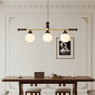Reya Brass Dark Wood Linear Chandelier