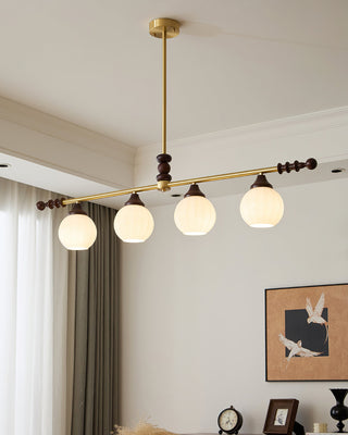 Reya Brass Dark Wood Linear Chandelier