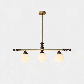 Reya Brass Dark Wood Linear Chandelier