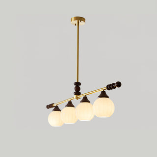 Reya Brass Dark Wood Linear Chandelier