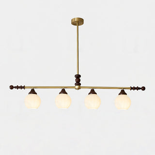 Reya Brass Dark Wood Linear Chandelier