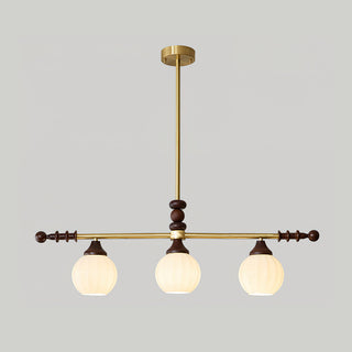 Reya Brass Dark Wood Linear Chandelier