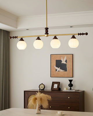 Reya Brass Dark Wood Linear Chandelier
