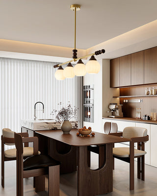 Reya Brass Dark Wood Linear Chandelier