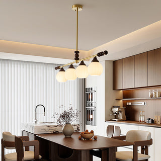 Reya Brass Dark Wood Linear Chandelier