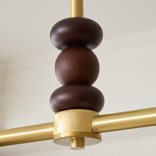 Reya Brass Dark Wood Linear Chandelier