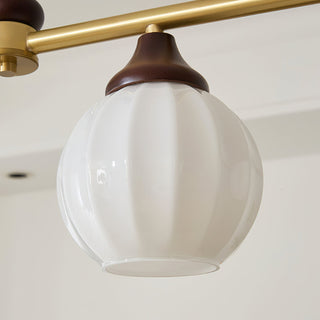 Reya Brass Dark Wood Linear Chandelier