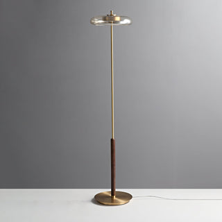 Ronaldo Dark Wood Metal Arc Floor Lamp