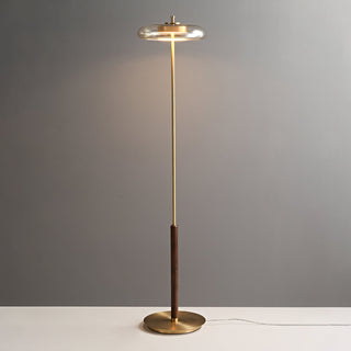 Ronaldo Dark Wood Metal Arc Floor Lamp