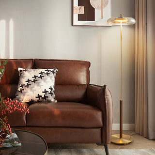 Ronaldo Dark Wood Metal Arc Floor Lamp