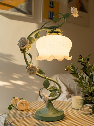 Gooseneck Floral Iron Table Light