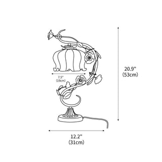 Gooseneck Floral Iron Table Light