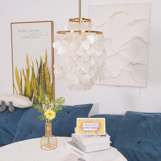 Aqua Veil Coastal Shell Chandelier