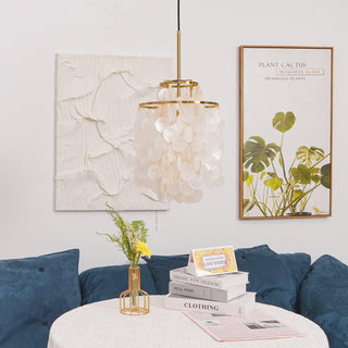 Aqua Veil Coastal Shell Chandelier
