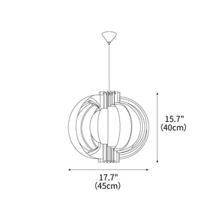 Saturn Ring Oriental Wood Pendant Light