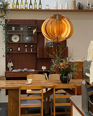Saturn Ring Oriental Wood Pendant Light