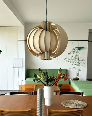 Saturn Ring Oriental Wood Pendant Light