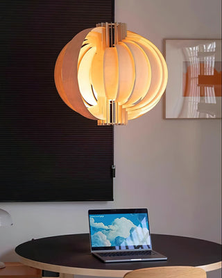 Saturn Ring Oriental Wood Pendant Light