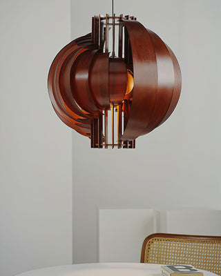 Saturn Ring Oriental Wood Pendant Light