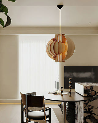 Saturn Ring Oriental Wood Pendant Light