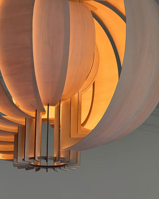 Saturn Ring Oriental Wood Pendant Light