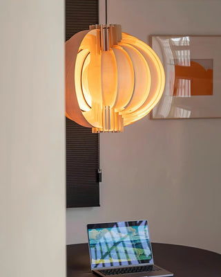Saturn Ring Oriental Wood Pendant Light