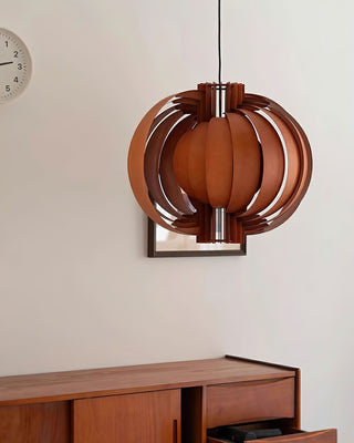 Saturn Ring Oriental Wood Pendant Light