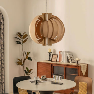 Saturn Ring Oriental Wood Pendant Light