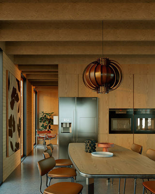 Saturn Ring Oriental Wood Pendant Light