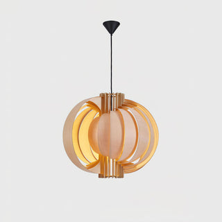 Saturn Ring Oriental Wood Pendant Light