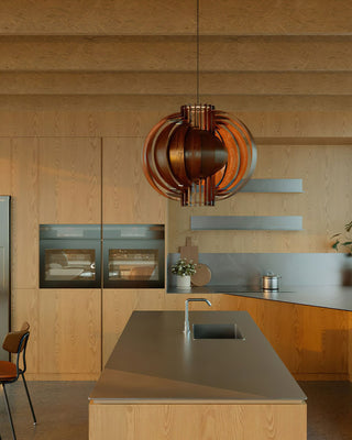 Saturn Ring Oriental Wood Pendant Light