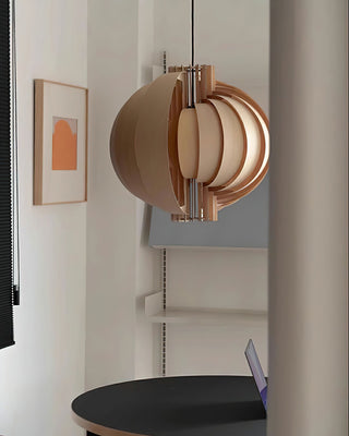 Saturn Ring Oriental Wood Pendant Light