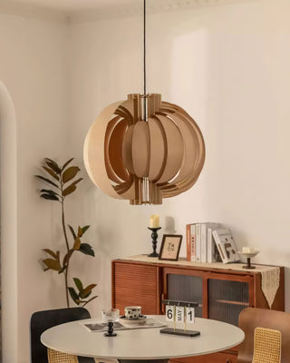 Saturn Ring Oriental Wood Pendant Light