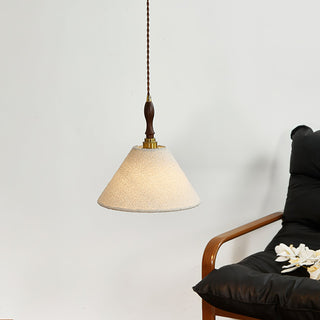 Scarlett Carved Wood Fabric Pendant Light