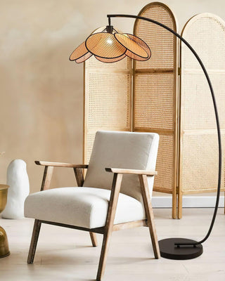 Screen Cannage Contemporary Iron Floor Light