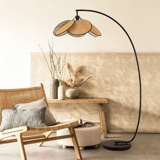 Screen Cannage Contemporary Iron Floor Light