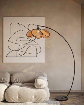Screen Cannage Contemporary Iron Floor Light